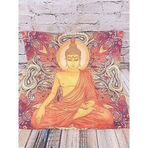 Meditating Buddha Mandala Pillow Cushion Cover New Without Tags 17.5 x 17.5 Inch